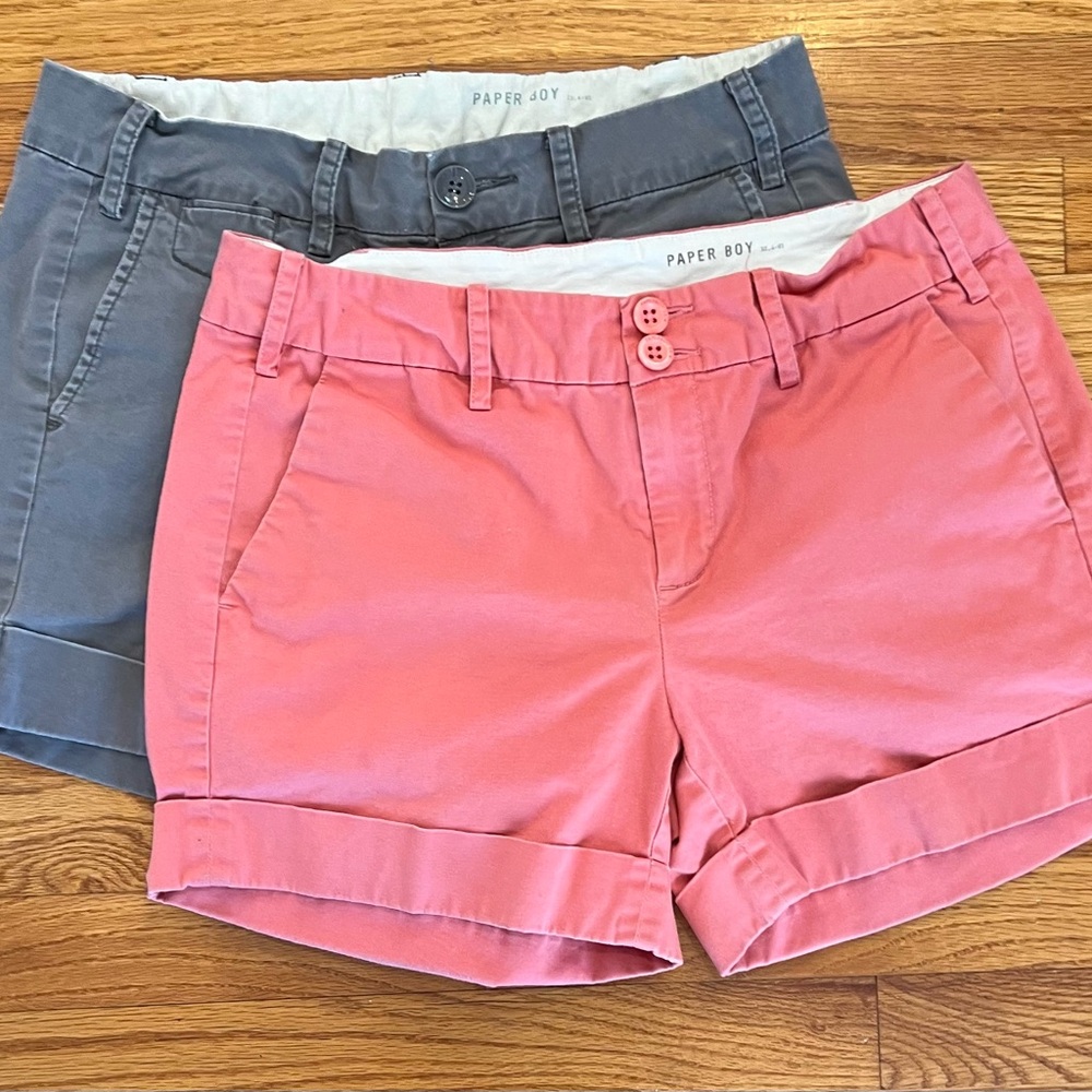Anthro Paper Boy chino shorts, set of 2 - washed pink and washed grey